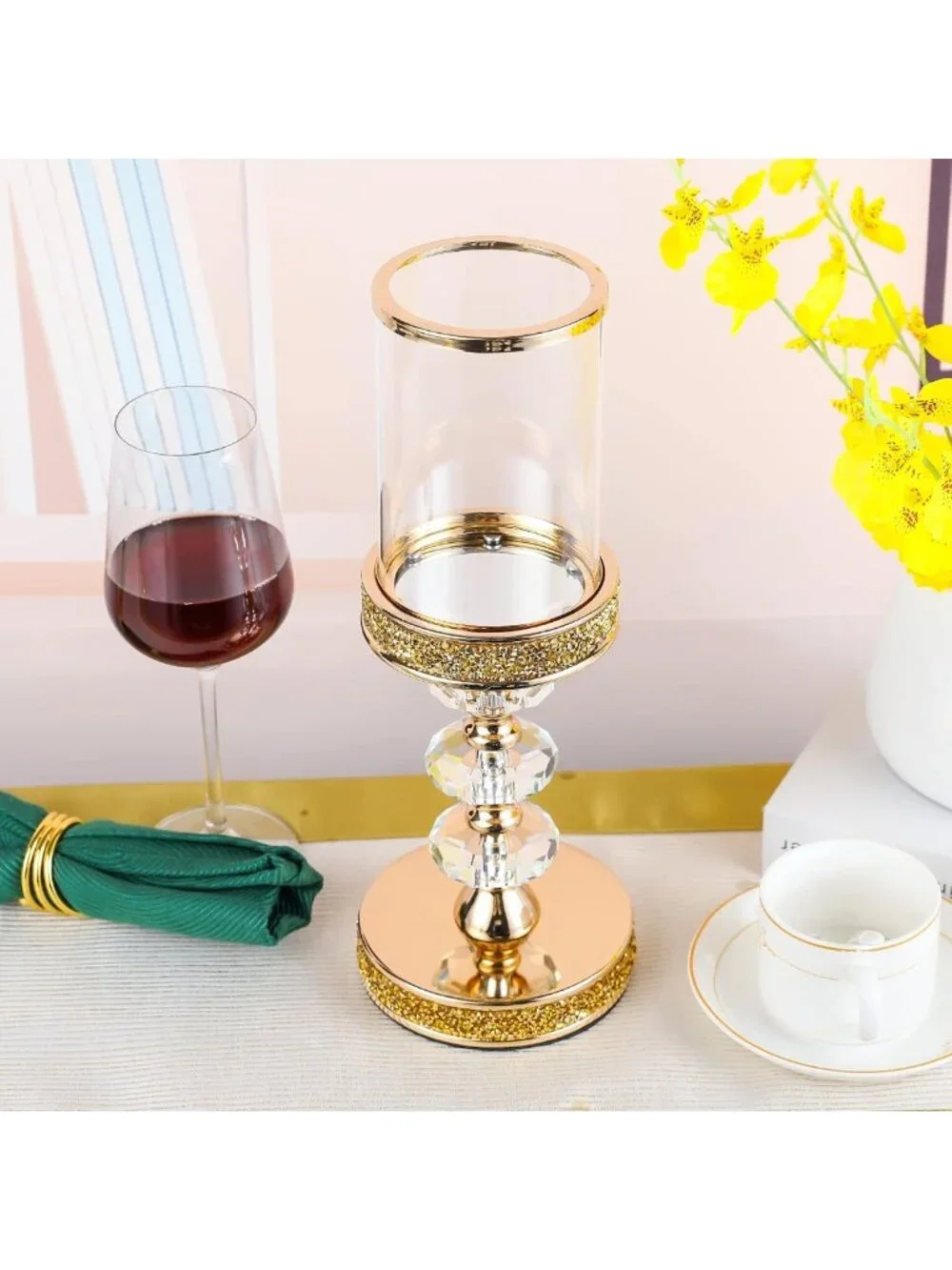 Elegant Crystal Pillar Candle Holders for Weddings, Events & Home Decor